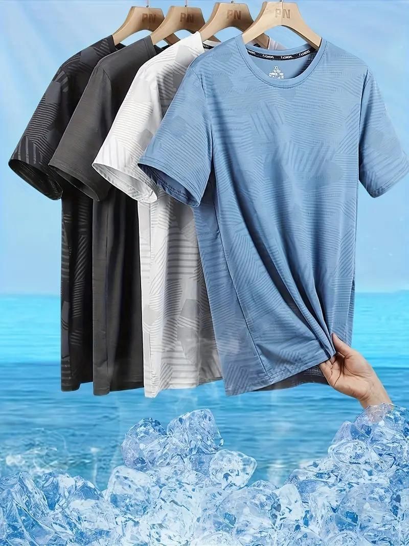 Men's Round Neck Polyester Casual T-shirt