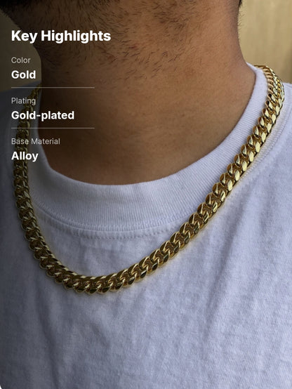 Hop, Men's Flat Link Chain Necklace, 18K gold plated